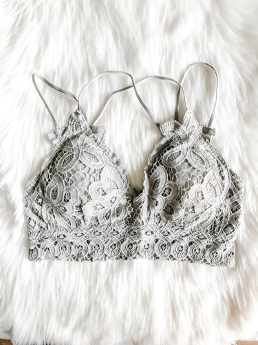 RESTOCKED! 'So Into You' Strappy Lace Bralette | Grey